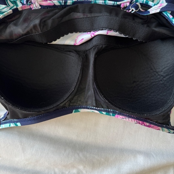 Krista Women's Large Dark Floral Tankini Swim‎ Top Spaghetti Straps Multicolor - Picture 8 of 15